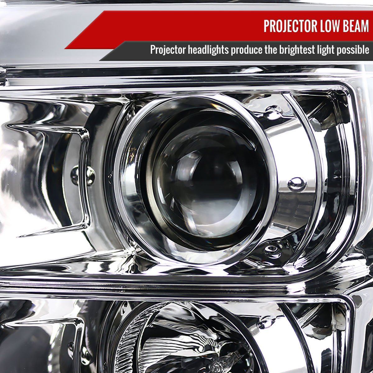 2011-2016 F-250/F-350/F-450/F-550 LED C-Bar Projector Headlights (Chrome Housing/Clear Lens)
