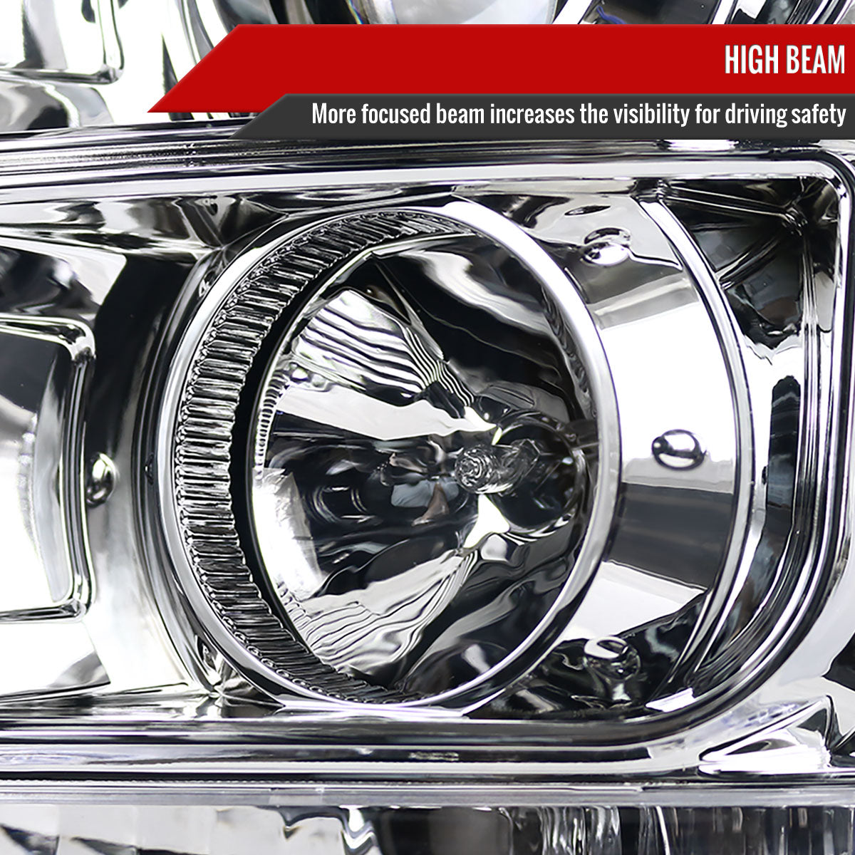 2011-2016 F-250/F-350/F-450/F-550 LED C-Bar Projector Headlights (Chrome Housing/Clear Lens)