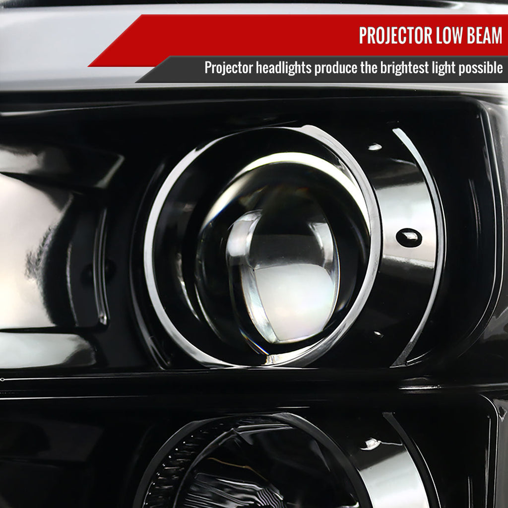 2011-2016 F-250/F-350/F-450/F-550 LED C-Bar Projector Headlights (Jet Black Housing/Clear Lens)