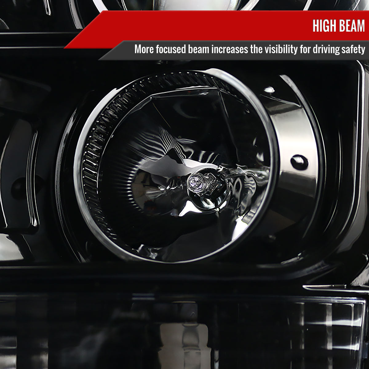 2011-2016 F-250/F-350/F-450/F-550 LED C-Bar Projector Headlights (Jet Black Housing/Clear Lens)