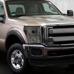 2011-2016 F-250 F-350 F-450 F-550 Dual Halo Projector Headlights w/ LED Turn Signal Lights (Chrome Housing/Smoked Lens)