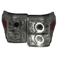 2011-2016 F-250 F-350 F-450 F-550 Dual Halo Projector Headlights w/ LED Turn Signal Lights (Chrome Housing/Smoked Lens)