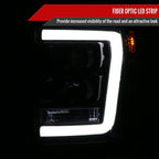 2011-2016 F-250/F-350/F-450/F-550 LED C-Bar Projector Headlights (Glossy Black Housing/Smoked Lens)