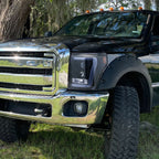 2011-2016 F-250/F-350/F-450/F-550 LED C-Bar Projector Headlights (Glossy Black Housing/Smoked Lens)