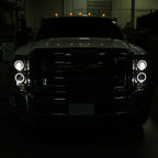 2011-2016 F-250 F-350 F-450 F-550 Dual Halo Projector Headlights w/ LED Turn Signal Lights (Matte Black Housing/Clear Lens)