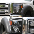 2011-2016 F-250 F-350 F-450 F-550 Dual Halo Projector Headlights w/ LED Turn Signal Lights (Matte Black Housing/Clear Lens)