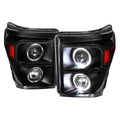 2011-2016 F-250 F-350 F-450 F-550 Dual Halo Projector Headlights w/ LED Turn Signal Lights (Matte Black Housing/Clear Lens)