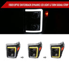 2011-2016 Ford F-250 F-350 F-450 F-550 Switchback Sequential LED C-Bar Projector Headlights (Matte Black Housing/Clear Lens)