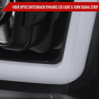 2011-2016 Ford F-250 F-350 F-450 F-550 Switchback Sequential LED C-Bar Projector Headlights (Matte Black Housing/Clear Lens)