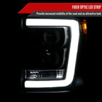 2011-2016 F-250/F-350/F-450/F-550 Super Duty LED C-Bar Projector Headlights (Matte Black Housing/Clear Lens)