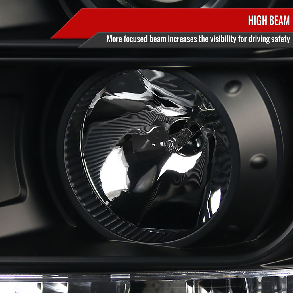 2011-2016 F-250/F-350/F-450/F-550 Super Duty LED C-Bar Projector Headlights (Matte Black Housing/Clear Lens)