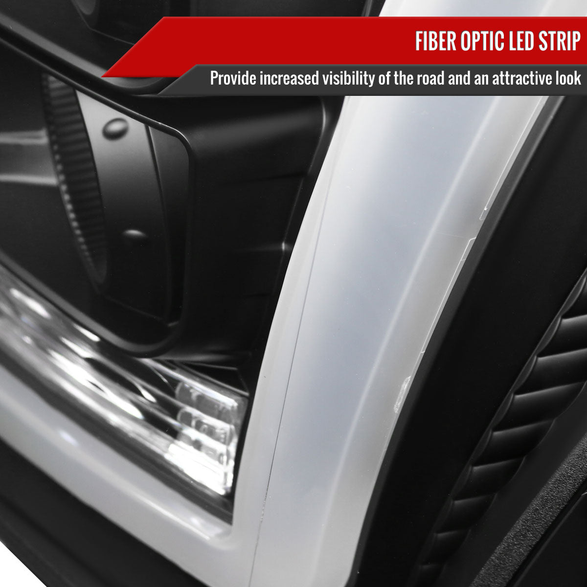 2011-2016 F-250/F-350/F-450/F-550 Super Duty LED C-Bar Projector Headlights (Matte Black Housing/Clear Lens)