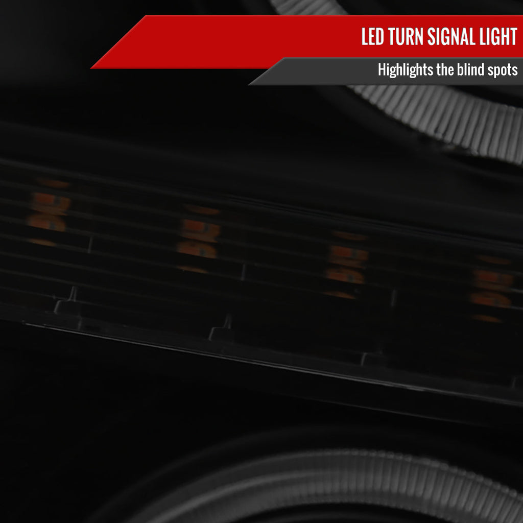 2011-2016 F-250 F-350 F-450 F-550 Dual Halo Projector Headlights w/ LED Turn Signal Lights (Black Housing/Smoked Lens)