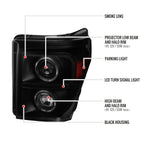 2011-2016 F-250 F-350 F-450 F-550 Dual Halo Projector Headlights w/ LED Turn Signal Lights (Black Housing/Smoked Lens)