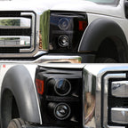 2011-2016 F-250 F-350 F-450 F-550 Dual Halo Projector Headlights w/ LED Turn Signal Lights (Black Housing/Smoked Lens)