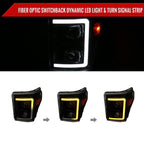 2011-2016 Ford F-250 F-350 F-450 F-550 Switchback Sequential LED C-Bar Projector Headlights (Black Housing/Smoked Lens)
