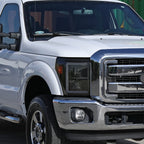 2011-2016 Ford F-250 F-350 F-450 F-550 Switchback Sequential LED C-Bar Projector Headlights (Black Housing/Smoked Lens)