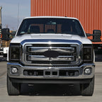 2011-2016 Ford F-250 F-350 F-450 F-550 Switchback Sequential LED C-Bar Projector Headlights (Black Housing/Smoked Lens)
