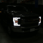 2017-2019 Ford F-250 F-350 F-450 F-550 Switchback LED C-Bar Projector Headlights (Chrome Housing/Clear Lens)