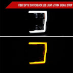 2017-2019 Ford F-250 F-350 F-450 F-550 Switchback LED C-Bar Projector Headlights (Jet Black Housing/Clear Lens)