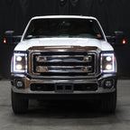 2017-2019 Ford F-250 F-350 F-450 F-550 LED C-Bar Projector Headlights w/ Switchback Sequential Turn Signals (Black Housing/Clear Lens)