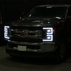 2017-2019 Ford F-250 F-350 F-450 F-550 LED C-Bar Projector Headlights w/ Switchback Sequential Turn Signals (Black Housing/Clear Lens)