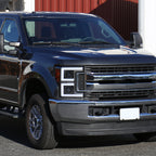 2017-2019 Ford F-250 F-350 F-450 F-550 LED C-Bar Projector Headlights w/ Switchback Sequential Turn Signals (Black Housing/Clear Lens)