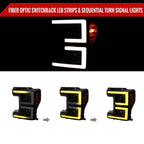 2017-2019 Ford F-250 F-350 F-450 F-550 LED C-Bar Projector Headlights w/ Switchback Sequential Turn Signals (Glossy Black Housing/Smoked Lens)