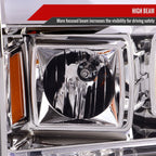1999-2004 Ford F-250/F-350/F-450/F-550 /2000-2004 Ford Excursion LED Bar Projector Headlights (Chrome Housing/Clear Lens)