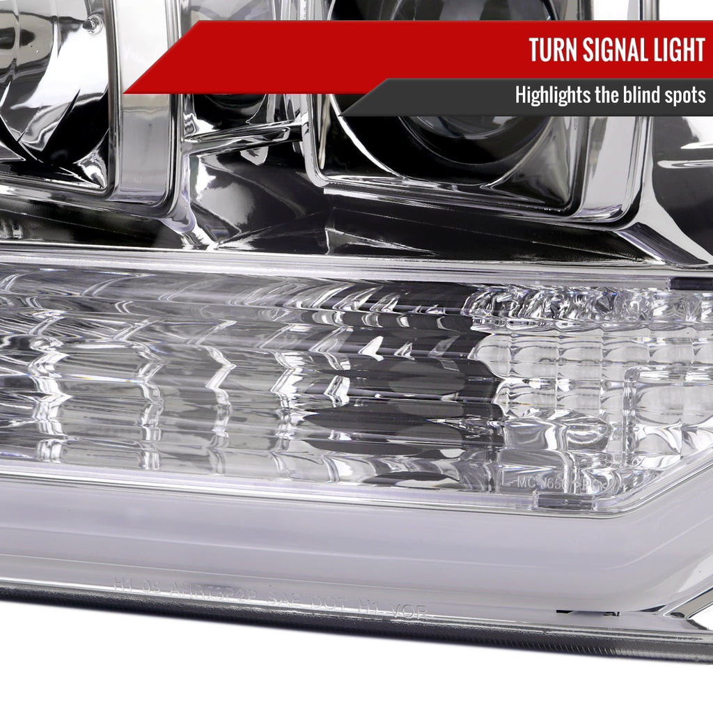 1999-2004 Ford F-250/F-350/F-450/F-550 /2000-2004 Ford Excursion LED Bar Projector Headlights (Chrome Housing/Clear Lens)