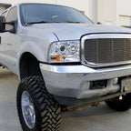 1999-2004 Ford Excursion F-250 F-350 F-450 F-550 Dual Halo Projector Headlights (Chrome Housing/Clear Lens)
