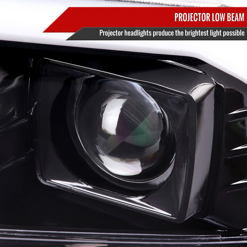 1999-2004 Ford F-250/F-350/F-450/F-550 /2000-2004 Ford Excursion LED Bar Projector Headlights (Jet Black Housing/Clear Lens)