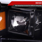 1999-2004 Ford F-250/F-350/F-450/F-550 /2000-2004 Ford Excursion LED Bar Projector Headlights (Jet Black Housing/Clear Lens)