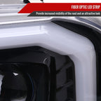 1999-2004 Ford F-250/F-350/F-450/F-550 /2000-2004 Ford Excursion LED Bar Projector Headlights (Jet Black Housing/Clear Lens)