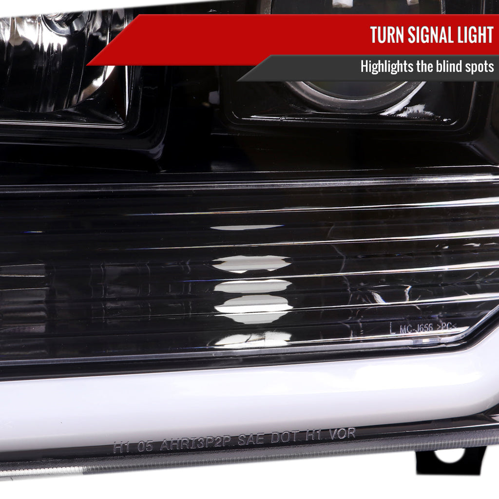1999-2004 Ford F-250/F-350/F-450/F-550 /2000-2004 Ford Excursion LED Bar Projector Headlights (Jet Black Housing/Clear Lens)