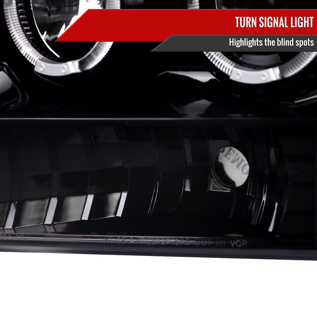 1999-2004 Ford F-250/F-350/F-450/F-550/Excursion Dual Halo Projector Headlights (Jet Black Housing/Clear Lens)
