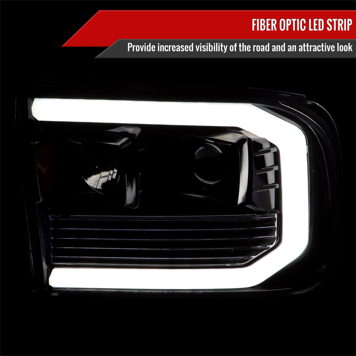 1999-2004 Ford F-250/F-350/F-450/F-550 /2000-2004 Ford Excursion LED Bar Projector Headlights (Glossy Black Housing/Light Smoked Lens)
