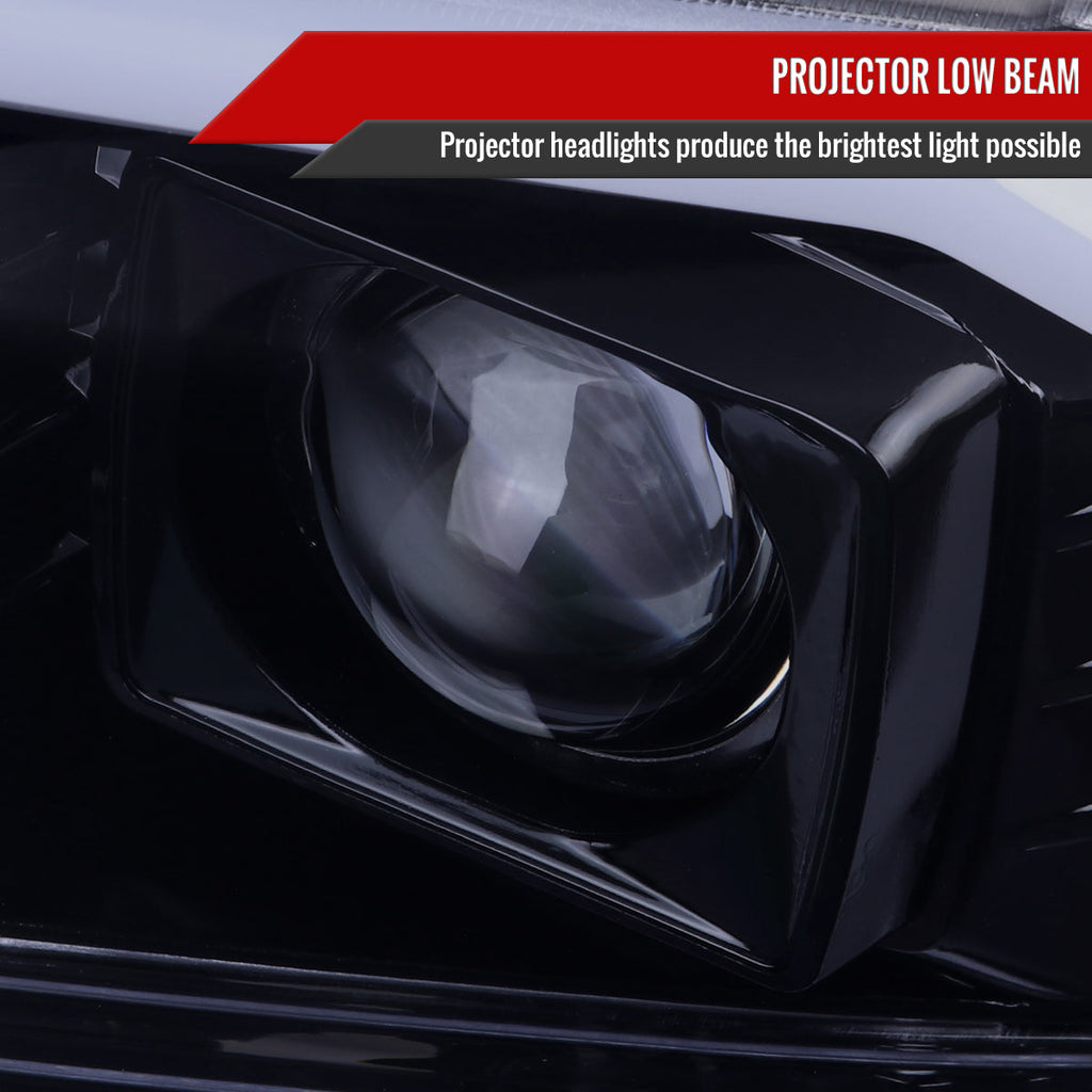 1999-2004 Ford F-250/F-350/F-450/F-550 /2000-2004 Ford Excursion LED Bar Projector Headlights (Glossy Black Housing/Light Smoked Lens)