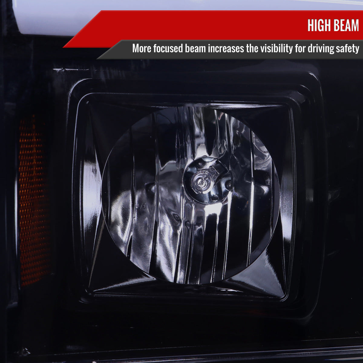 1999-2004 Ford F-250/F-350/F-450/F-550 /2000-2004 Ford Excursion LED Bar Projector Headlights (Glossy Black Housing/Light Smoked Lens)