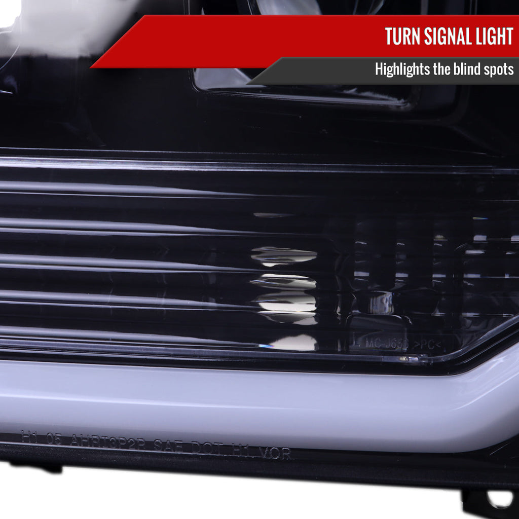 1999-2004 Ford F-250/F-350/F-450/F-550 /2000-2004 Ford Excursion LED Bar Projector Headlights (Glossy Black Housing/Light Smoked Lens)