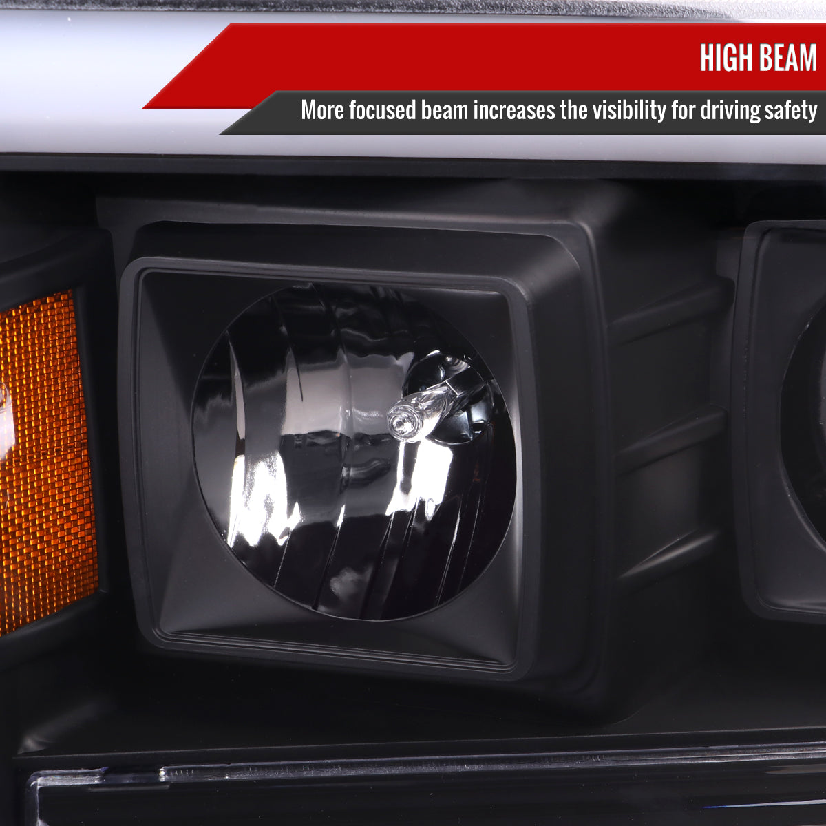1999-2004 Ford F-250/F-350/F-450/F-550 /2000-2004 Ford Excursion LED Bar Projector Headlights (Matte Black Housing/Clear Lens)