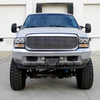 1999-2004 Ford Excursion F-250 F-350 F-450 F-550 Dual Halo Projector Headlights (Matte Black Housing/Clear Lens)