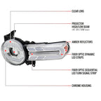 2007-2014 Toyota FJ Cruiser Switchback Sequential Turn Signal Animated LED Bar Projector Headlights (Chrome Housing/Clear Lens)