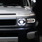 2007-2014 Toyota FJ Cruiser Switchback Sequential Turn Signal Animated LED Bar Projector Headlights (Matte Black Housing/Smoked Lens)