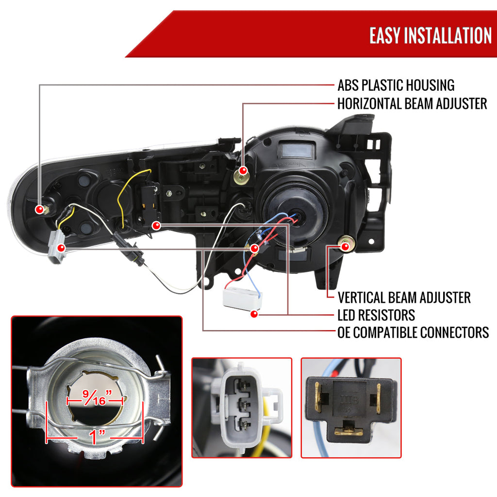 2007-2014 Toyota FJ Cruiser Switchback Sequential Turn Signal Animated LED Bar Projector Headlights (Matte Black Housing/Smoked Lens)