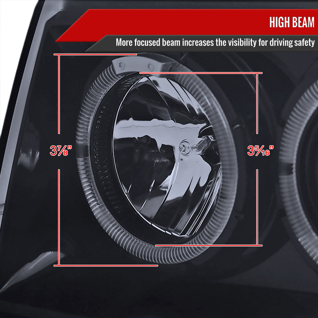 1993-1996 Jeep Grand Cherokee Dual Halo Projector Headlights (Glossy Black Housing/Smoked Lens)