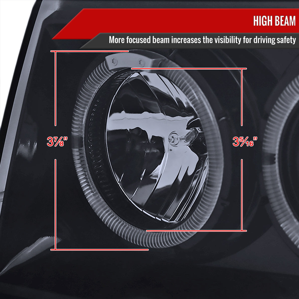 1993-1996 Jeep Grand Cherokee Dual Halo Projector Headlights (Glossy Black Housing/Smoked Lens)