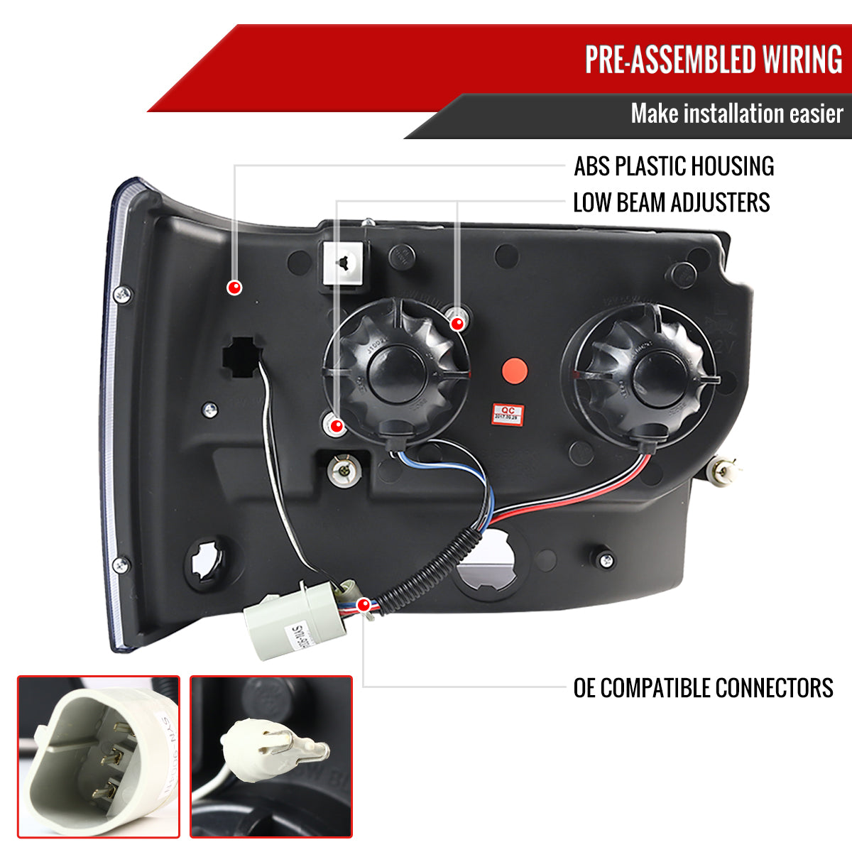 1993-1996 Jeep Grand Cherokee Dual Halo Projector Headlights (Glossy Black Housing/Smoked Lens)