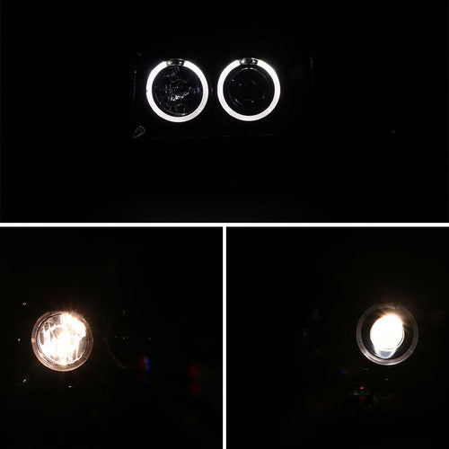 1993-1996 Jeep Grand Cherokee V2 Dual Halo Projector Headlights (Glossy Black Housing/Smoked Lens)