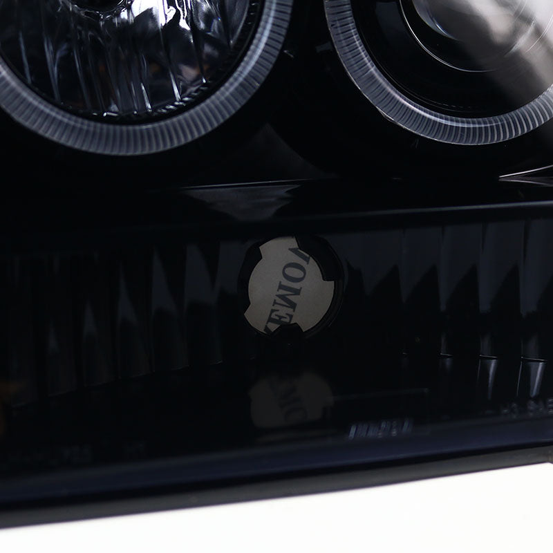1993-1996 Jeep Grand Cherokee V2 Dual Halo Projector Headlights (Glossy Black Housing/Smoked Lens)